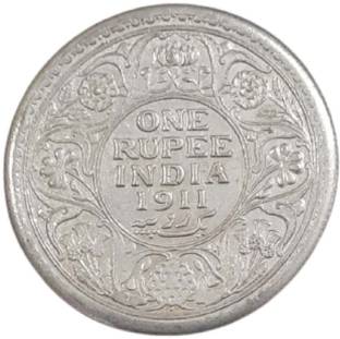 Eshop 1 rupee 1911 King George V, Silverplated Fancy India Medieval Coin Collection
