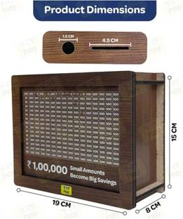 Amrutam Enterprise Wooden Money Saving Box Modern Coin Collection