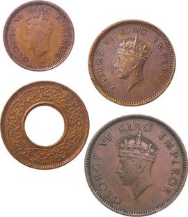 SHUBHCOINS British India George VI Copper Set (1939/40/44), Extra Fine Condition Medieval Coin Collection