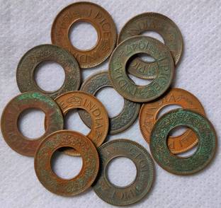 MAHAPHILLA BRITISH INDIA 1943 - 1947 ONE PICE GENUINE COPPER HOLE COINS RANDOM YEAR Medieval Coin Collection