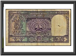 oldcoinwala 10 Rs 1 MOR C.D. Deshmukh Note Original Note Frame – Both-Side Display for Home Ancient Coin Collection