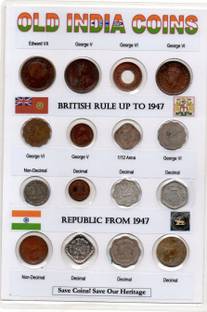 GOLD MINT 1901 - 50s British India 16 Different Old Antique anna naya paisa pice coins set Medieval Coin Collection