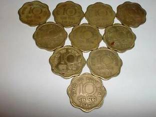 jaya collection Circulated 10 Paise Brass 10 Coins in good condition.Mix Years Modern Coin Collection