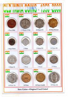 GOLD MINT 1950-70 Republic India 16 Different Old Pice paisa Naya Paisa Gandhi Coins set Modern Coin Collection