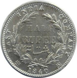 Prideindia 1/2 Rupee 1840 Victoria Queen - British India Collectible Rare old Coin Medieval Coin Collection