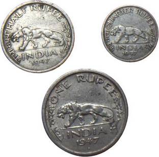 KGALLERY Set of Quarter, Half & One Rupee Coins Tiger Issue Modern Coin Collection
