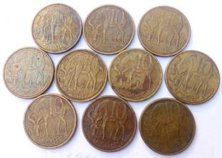 Naaz Rare Collection ETHIOPIA 10 SANTEEM, Lion Theme Coin Nickel-Brass Medieval Coin Collection