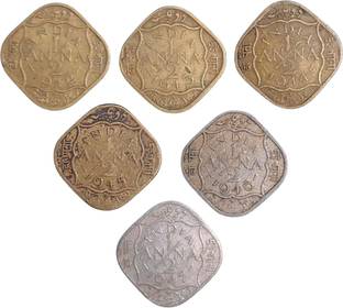 SHUBHCOINS Full Set of 1/2 Anna, George VI British India, 1942-47, Rare Collection for Kids Medieval Coin Collection