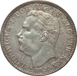 rbf Very Very Rare Portugueza India Uma Rupia 1882 Silver Coin High Grade Medieval Coin Collection