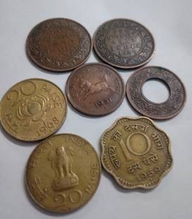 jaya collection Indian Old 7 Coin Set.Good for Coin Collectors.Will get any random year 7 coins. Modern, Medieval Coin Collection