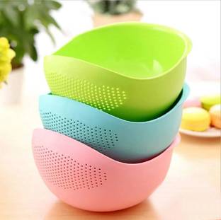 DeoDap Rice Bowl Durable Plastic Strainer, Water Strainer | Vegetable Washing Bowl Strainer