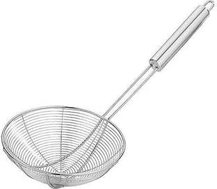 Culinary Crafts Versatile Oil Strainer & Skimmer for Puri, Poori,Frying Utensils-Steel Handle Deep Frying Basket