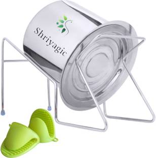 Shriyagic Hands Free Rice Pot Drain Stand FREE Heat Gloves Collapsible Colander