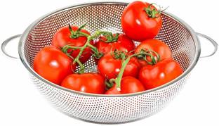 Dreamshop Stainless Steel Kitchen Fruit Vegetable Rice Washing Baskets Noodles Pasta Washing Bowl Strainer Drainer with Handle Stainless Steel Strainer