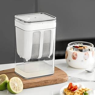 Uzox Dahi Maker with Fine Mesh & Lid | Homemade Curd Maker Box & Whey Separator Collapsible Colander