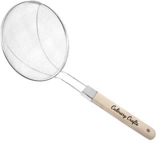 Culinary Crafts Deep Fry Net Spoon Oil Strainer with Wooden Handle Mesh,Skimmer,Puri Strainer Collapsible Deep Frying Basket