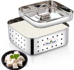 MISSIPPI Stainless Steel 600ml Square Shape Indian Paneer/Tofu Press Mould Maker Collapsible Strainer