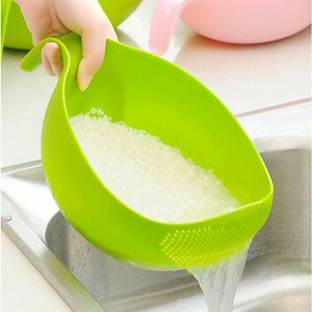 SHAKTI EXPORTS Kitchen Rice Bowl Plastic Fruit Drain Basket with Handle Washing Basket (1 PCS) Colander