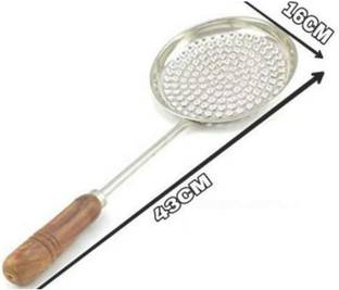 OSSOBERRY Stainless steel boondi jhara with wooden handle Strainer