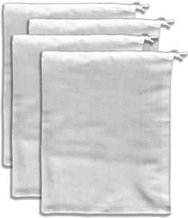 MAINDAIS Cotton Reusable Yogurt/Nut Milk Strainer Bag multipurpose use bag (4, White) Collapsible Strainer