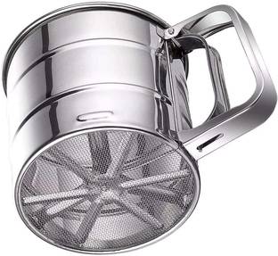 Livvouge Flour Sifter/Atta chhani Hand Press Design Stainless Steel Flour Sifter Kitchen Tool Set