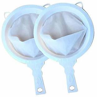 POLLYKING Plastic Strainer, Double Mesh, Milk Strainer, Liquid Strainer Filter,White Collapsible Strainer