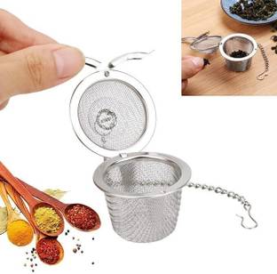Haleness Care Stainless Steel Mesh Tea Infuser for Loose Leaf Tea with Chain Hook & Saucer Collapsible Strainer