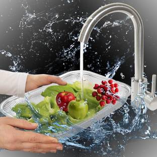 Freshome Stainless Steel Rectangular Colander Basket Strainer for Kitchen & Vegetables Colander