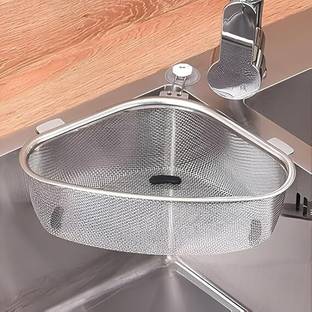RUDROIMPEX Multi-Use Fruit, Vegetable,Sponge Holder | Rust-Resistant Sink Shelf Corner Rack Strainer