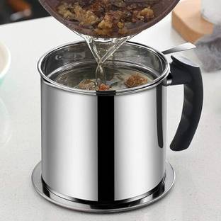 CALIA Oil Strainer Pot Grease Can - Stainless Steel Cooking Grease Container Strainer