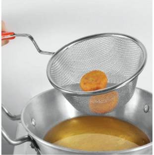 90 Degree Stainless Steel Deep Frying Oil Strainer Basket Spider Jali Mesh Round Deep Frying Basket