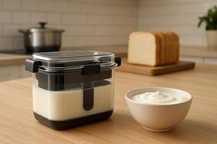 Uzox Dahi Maker with Fine Mesh & Lid | Homemade Curd Maker Box & Whey Separator Collapsible Colander