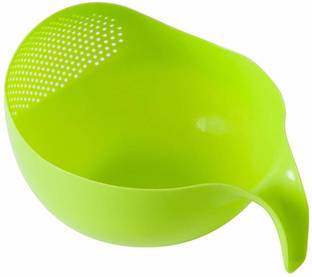 PPROCURE Kitchen Rice Bowl Plastic Fruit Drain Basket with Handle Washing Basket (1 PCS) Collapsible Colander