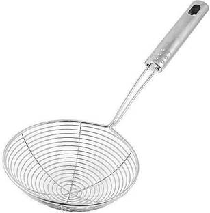 poksi Stainless Steel Deep Fry Strainer/Oil Strainer for Kitchen Puri Wire Skimmer with Spiral Mes Strainer
