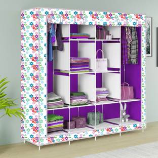 MEZIRE 3 door 12 Rack Print PP Collapsible Wardrobe