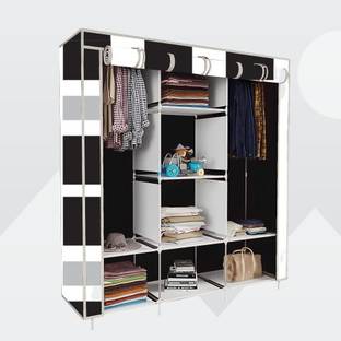 FurnishBite C1 Printed Wardrobe Carbon Steel Collapsible Wardrobe