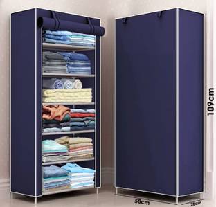 CMerchants Multipurose 6 layer black cabinet PP Collapsible Wardrobe