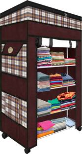 TNT Multipurpose Foldable Wardrobe for Home with Cover | 360 ° Rotating Wheels Polyester Collapsible Wardrobe