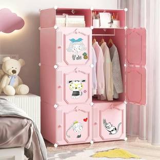 PYXBE 6 Door 2 Cube Plastic Carbon Steel,Bedroom/KidsRoom/Storage PP Collapsible Wardrobe