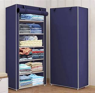 FLIPZON 1 Door 6 Shelf Fabric PP Collapsible Wardrobe