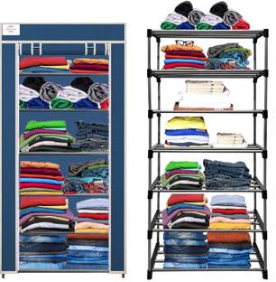 CMerchants Blue-Metal-6 Layer Carbon Steel Collapsible Wardrobe