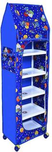 HUMBLE KART Baby 6 Shelve Unbreakable Material PVC Collapsible Wardrobe PP Collapsible Wardrobe