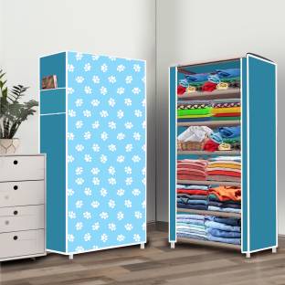 ZENVEXYO 6 Shelf Baby Paw Printed PP Collapsible Wardrobe