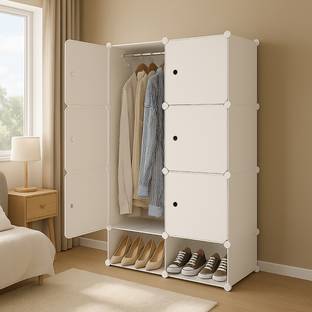 Sasimo 6-Door 8-Shelf Plastic kids Collapsible Cupboard PC Collapsible Wardrobe