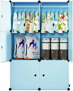LUHI 6-Door 6-Shelf Plastic almirah for kids, almirah of clothes ,cupboard PC Collapsible Wardrobe
