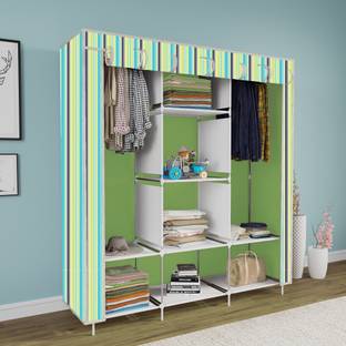 MEZIRE 3 Door 8 Layer Printed PP Collapsible Wardrobe
