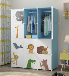 ZIVETY 12-Door 12-Shelf Plastic almirah for kids, almirah of clothes ,cupboard clothes PP Collapsible Wardrobe