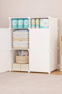 Keekos 4-Door 6-Shelf Plastic kids Collapsible Cupboard PC Collapsible Wardrobe PP Collapsible Wardrobe