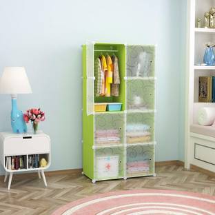 KriShyam ® 8 Door Plastic Sheet Wardrobe Storage Rack Closest Organizer for Clothes Kids PP Collapsible Wardrobe