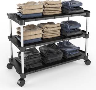 TNT The Next Trend Super Smart Premium Multipurpose Shoe/Chappal/Book/Clothes Rack (3 Shelves) PVC Collapsible Wardrobe